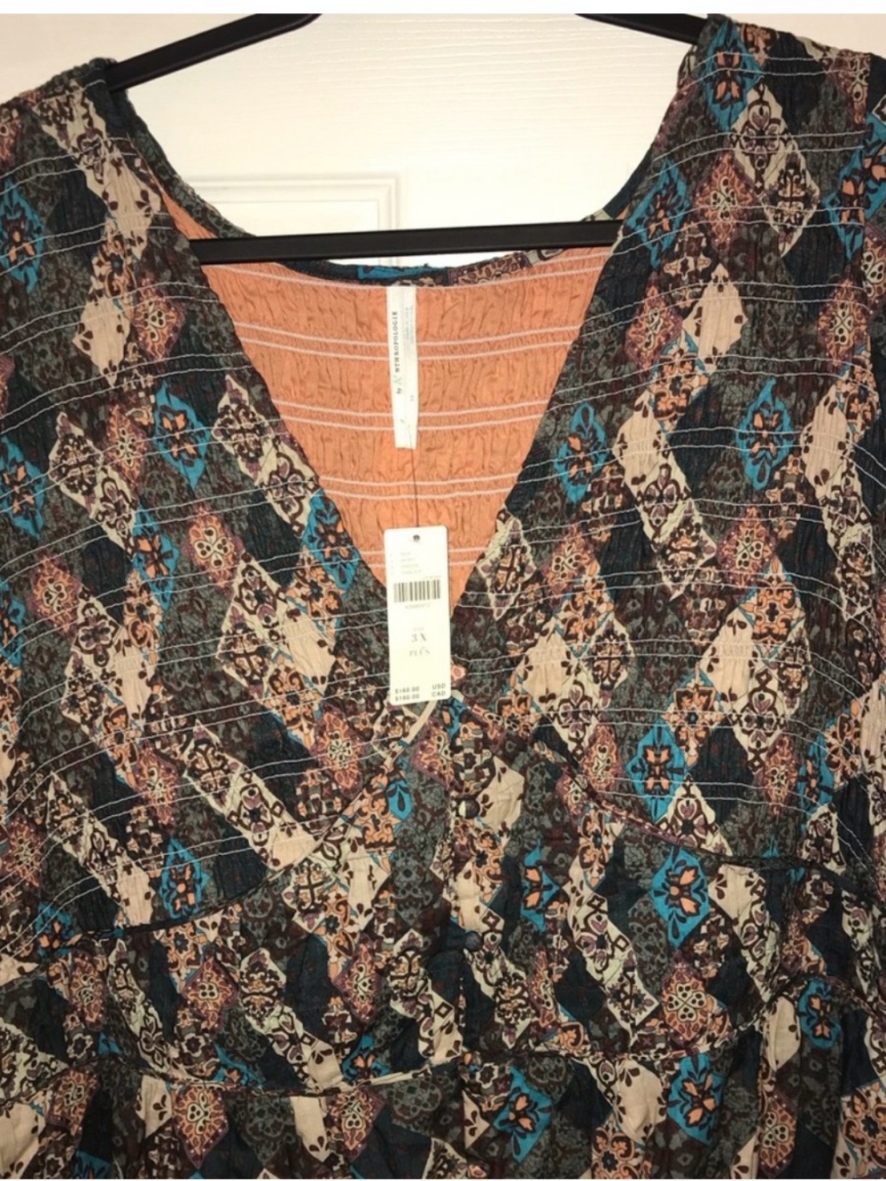 Maeve Anthropologie Boho Smocked Flutter Sleeve Dress Plus Size 3X NWOT - Picture 3 of 4